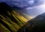 577514-nature-landscape-mountains-valley-georgia-usa-stream-village-house-clouds-sunlight-dirt_road-mist